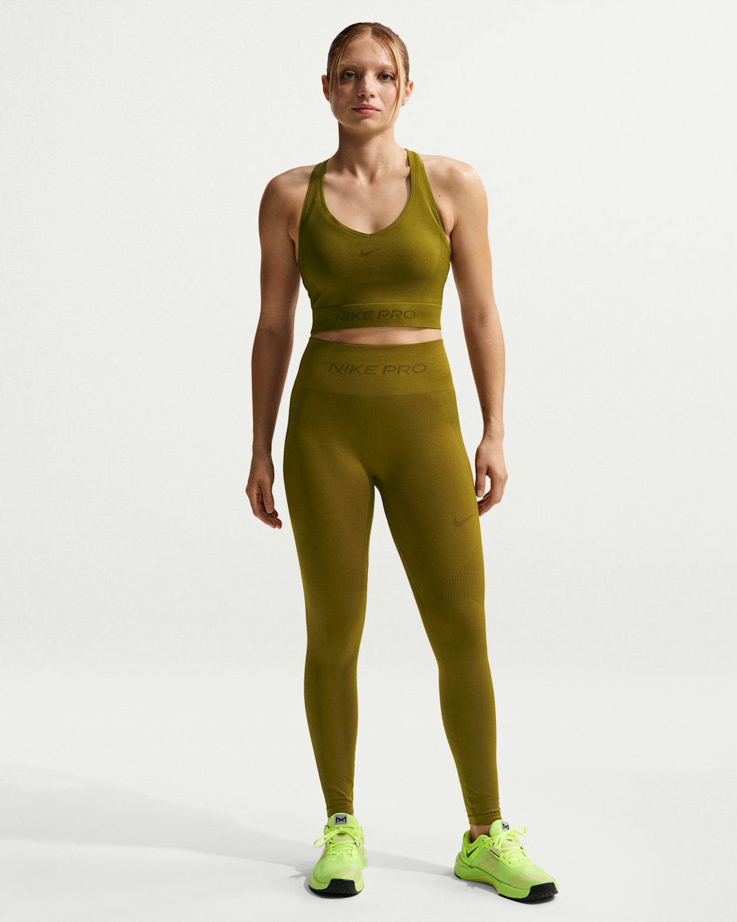 Nike Pro Seamless Women's High-Waisted 7/8 Leggings - Olive Flak