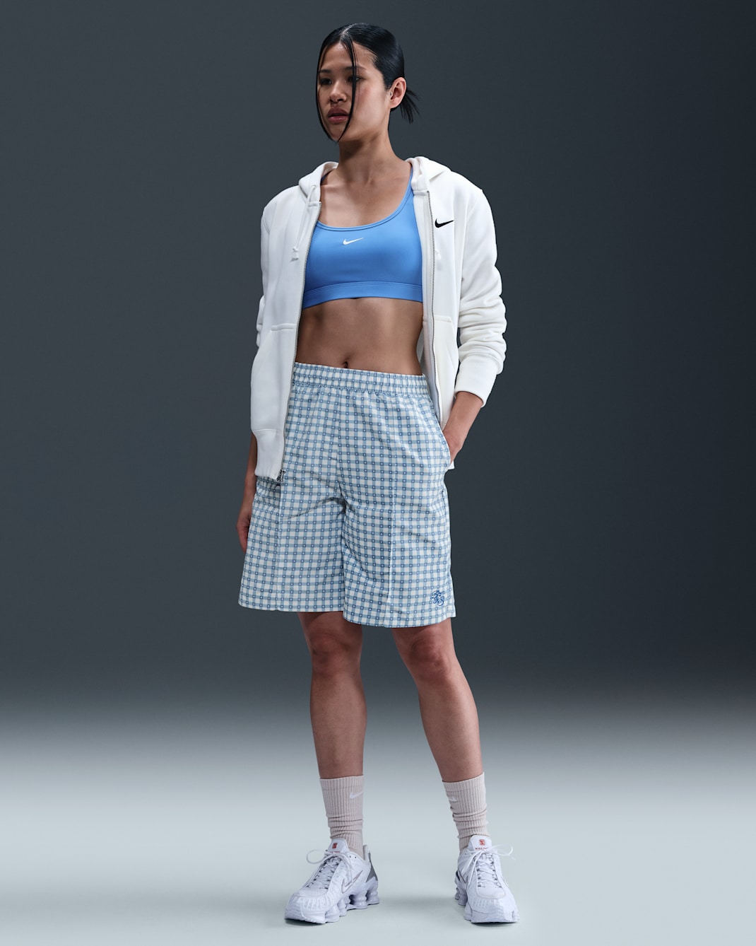 Nike Sportswear Women's High-Waisted 23cm (approx.) Shorts - White/Game Royal/Game Royal