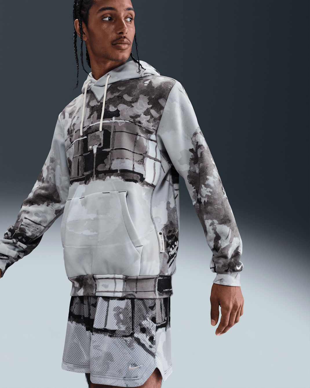 Nike Standard Issue Men's Therma-FIT Pullover Basketball Hoodie - Iron Grey/Pale Ivory