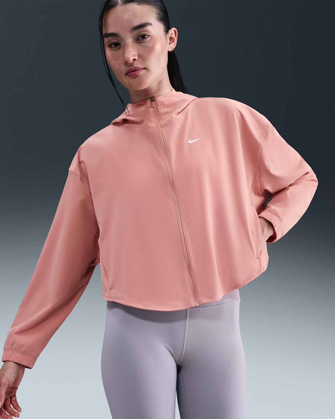 Nike One Women's Repel Oversized Hooded Woven Jacket - Rust Pink/White