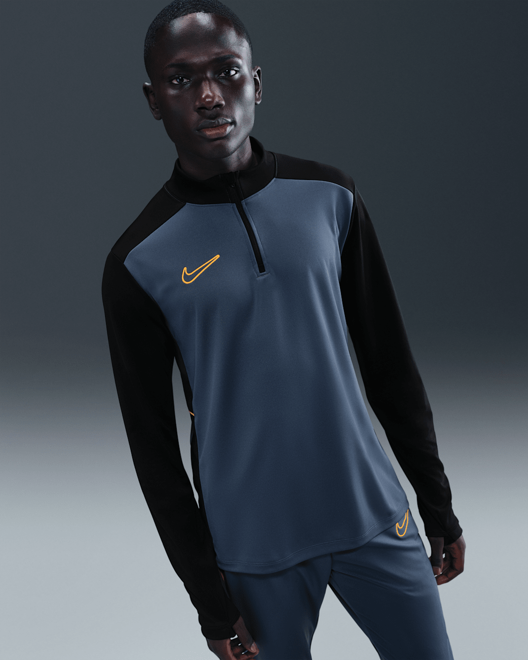 Nike Academy Men's Dri-FIT Football Drill Top - Diffused Blue/Black/University Gold