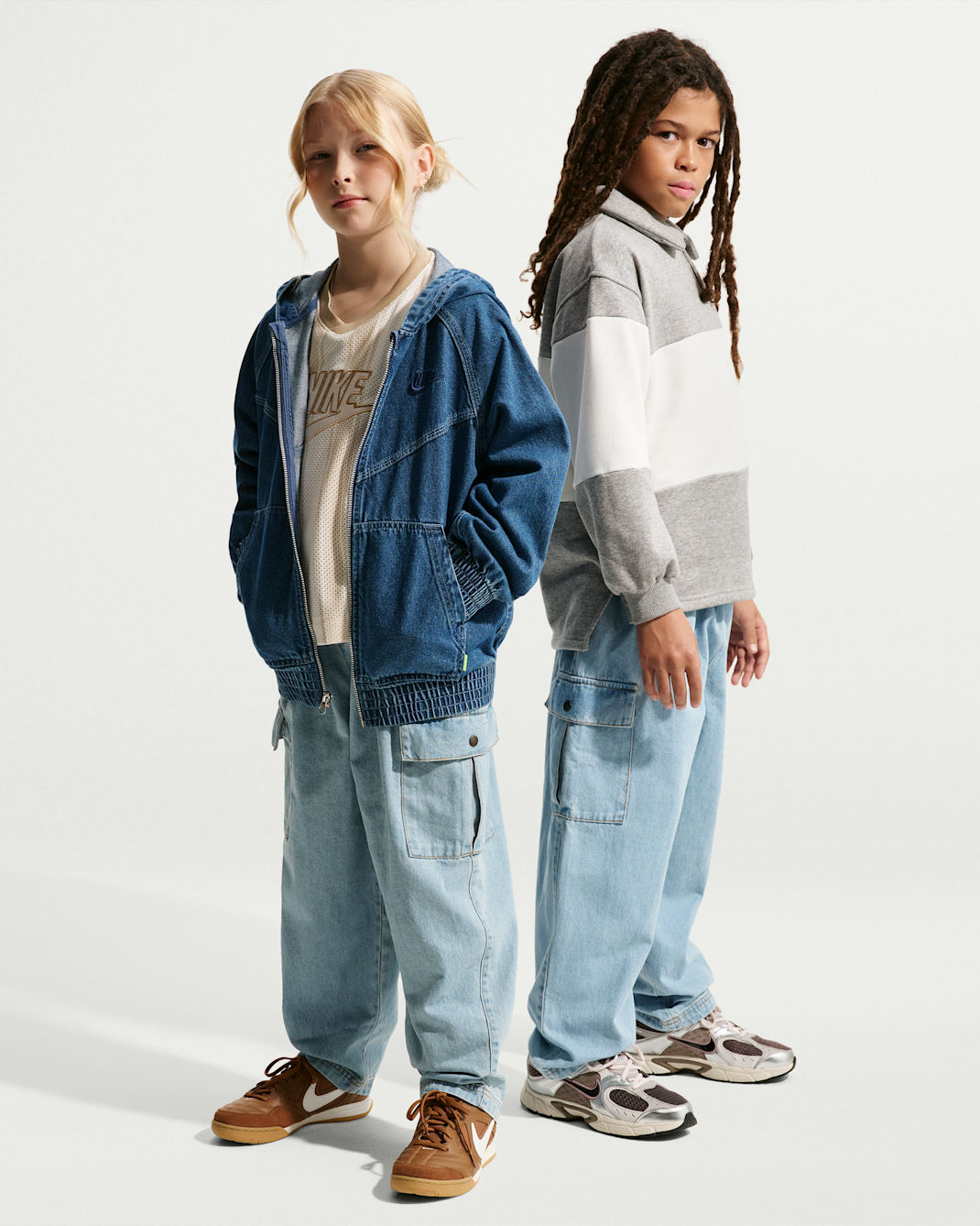 Nike Sportswear Collection Big Kids' Denim Cargo Pants - Light Armory Blue/Light Armory Blue/Wheat/Light Armory Blue