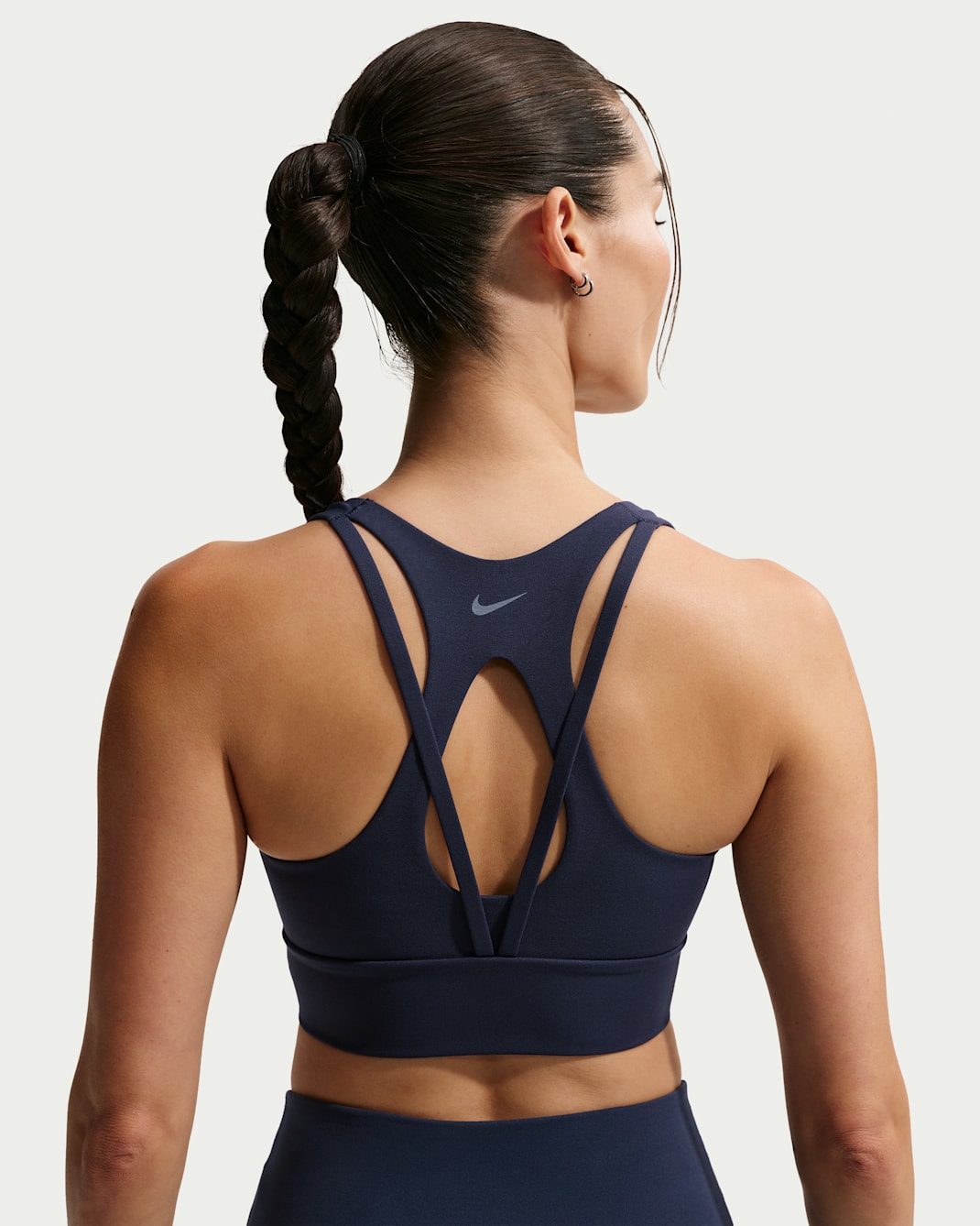 Nike Zenvy Women's Light-Support Padded Longline Sports Bra - Midnight Navy/White