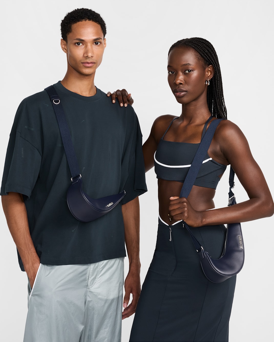 Nike x Jacquemus Le Swoosh Crossbody Bag - Midnight Navy/Midnight Navy/Shiny Silver