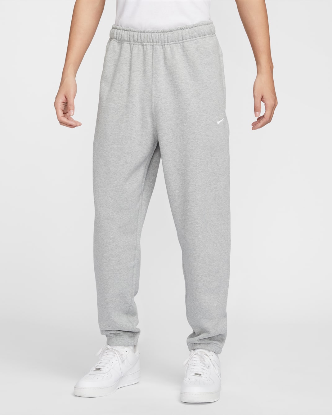 Nike Solo Swoosh Men's French Terry Pants - Dark Grey Heather/White