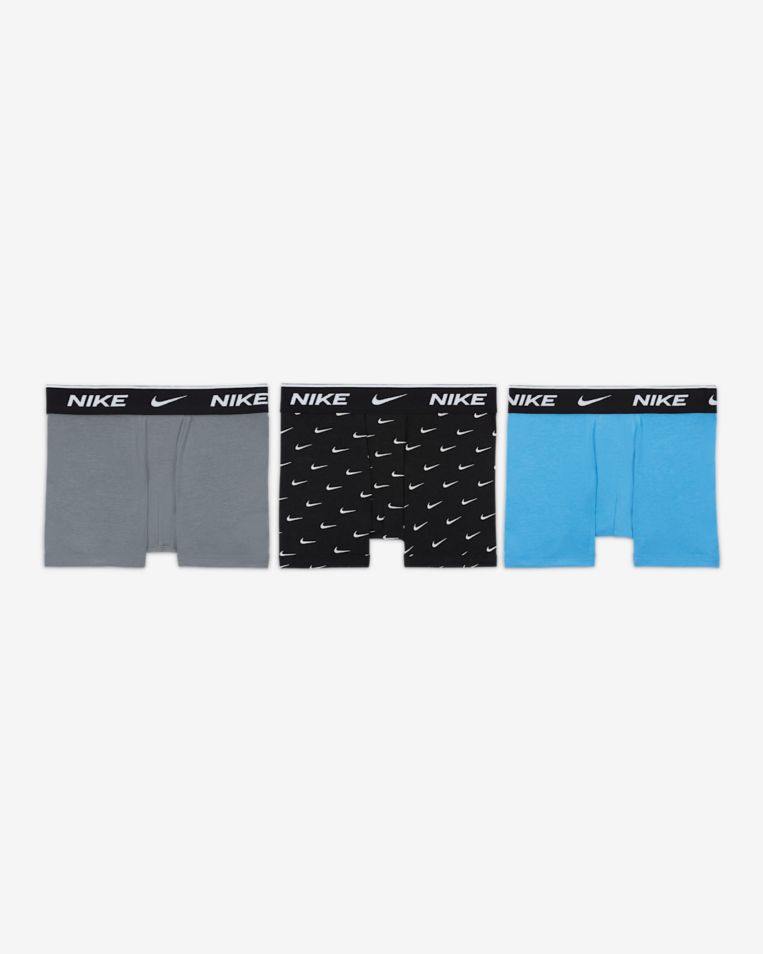 Boxerkalsonger Nike Everyday i bomull med tryck för ungdom (3-pack) - Svart/Vit
