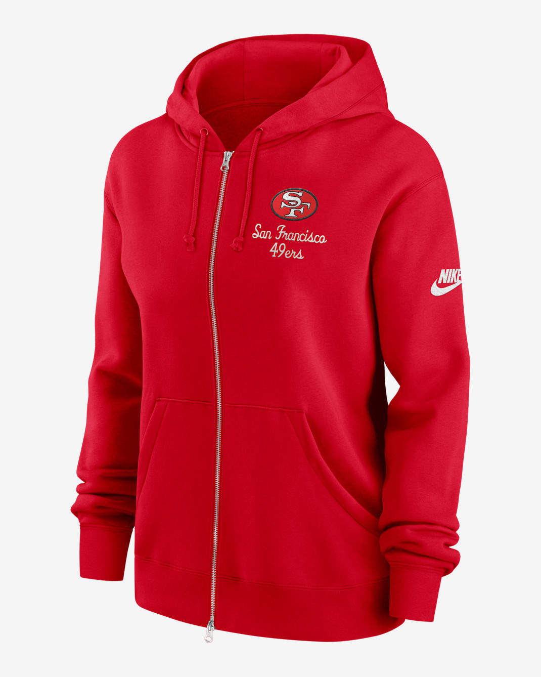 Sudadera con gorro Nike de la NFL de cierre completo para mujer San Francisco 49ers Phoenix Rewind - Escarlata