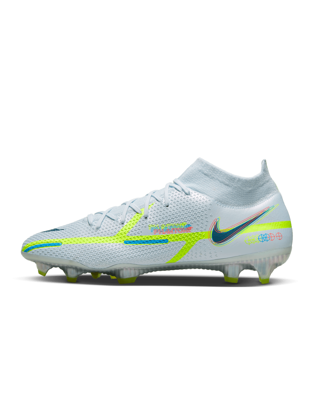 รองเท้าสตั๊ดฟุตบอลสำหรับพื้นสนามทั่วไป Nike Phantom GT2 Dynamic Fit Elite FG - Football Grey/Light Marine/Volt/Blackened Blue