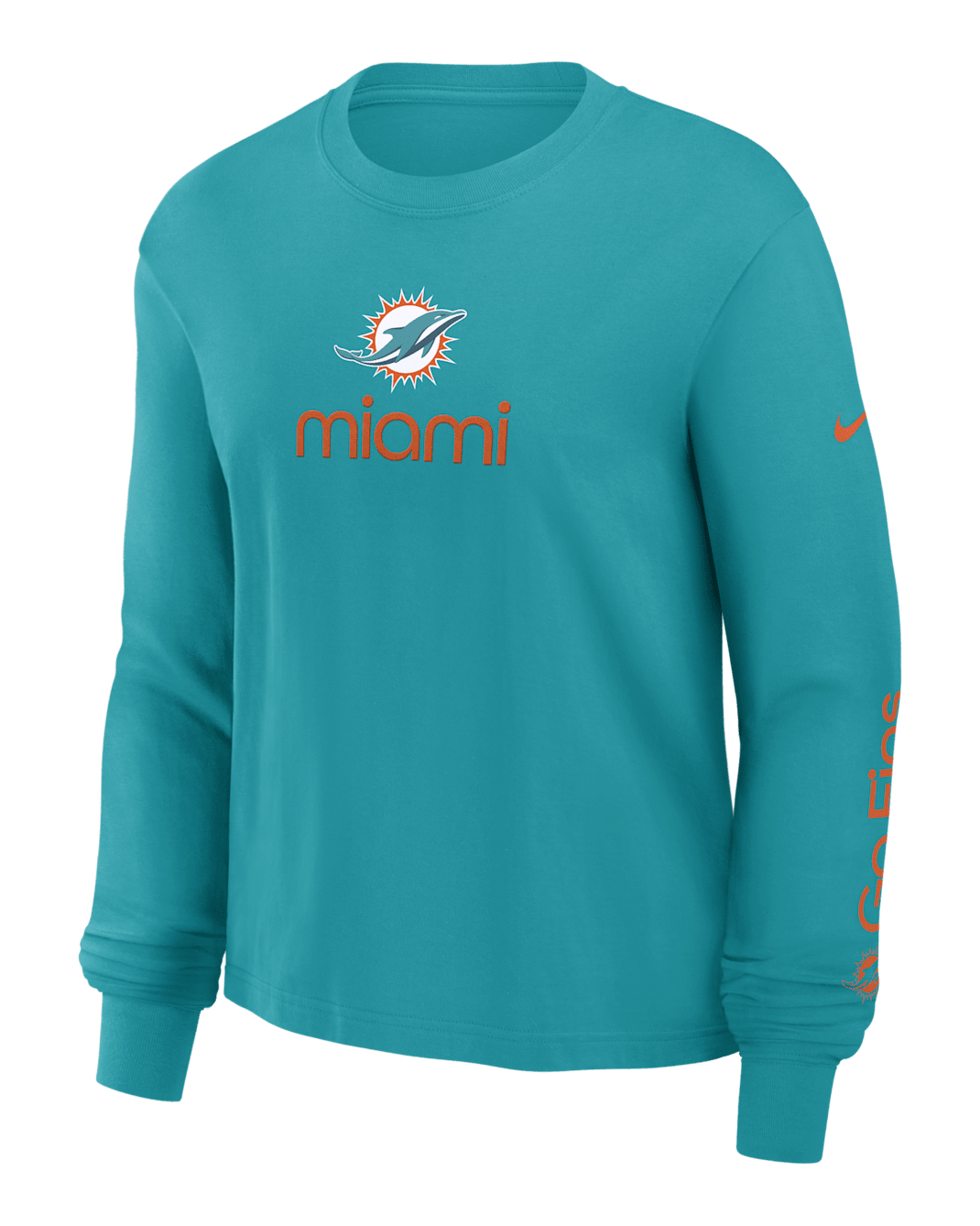 Miami Dolphins Boxy Women's Nike NFL Long-Sleeve T-Shirt - Aqua