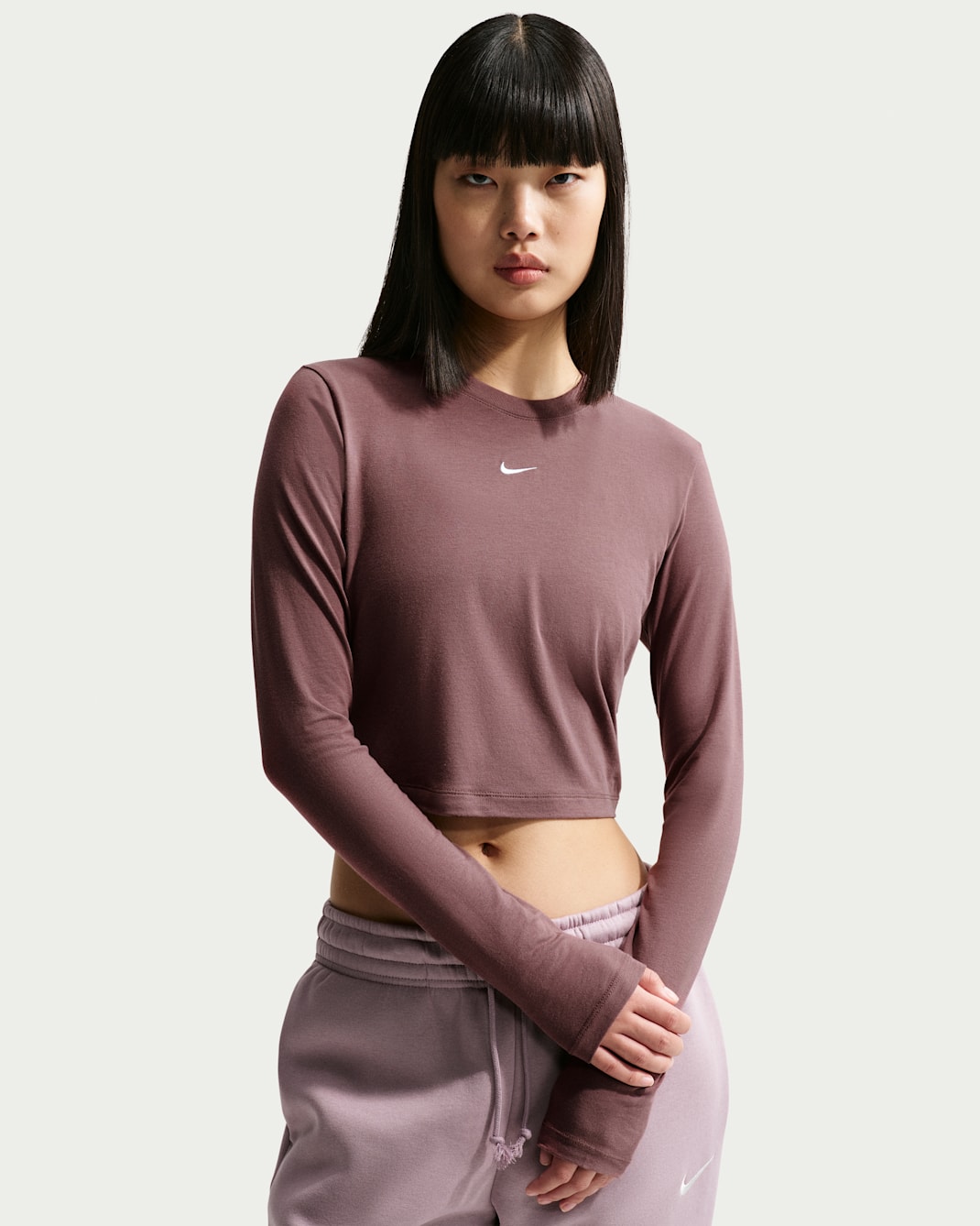 Nike Sportswear Chill Knit Women's Slim Long-Sleeve Cropped Top - Tattoo/White