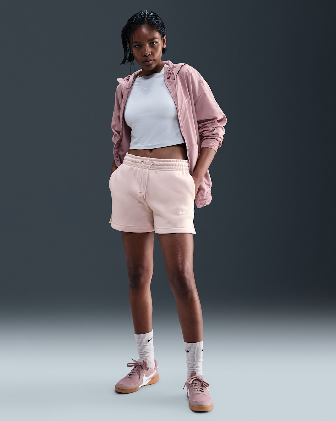 Nike Sportswear Phoenix Fleece Women's Mid-Rise 10cm (approx.) Shorts - Silt Red/Sail