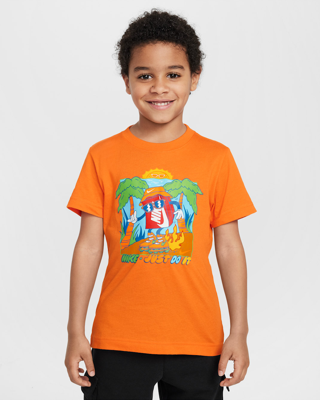 Playera cuadrada Palm Tree para niños talla pequeña Nike - Naranja seguridad