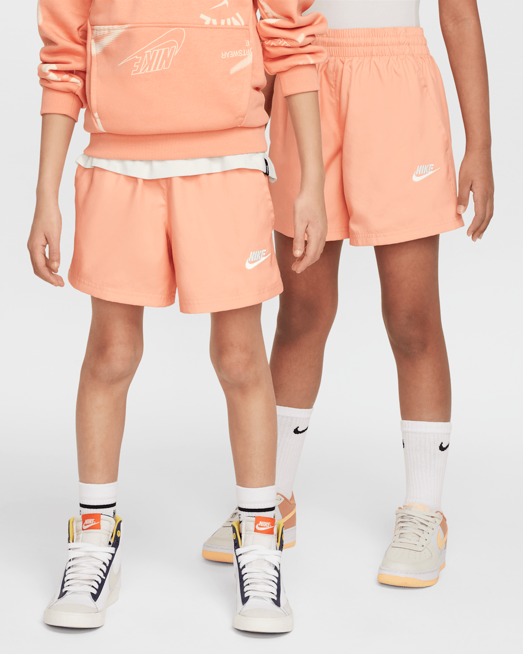 Nike Sportswear Club Big Kids' 4.5" Woven Shorts - Apricot Agate/White