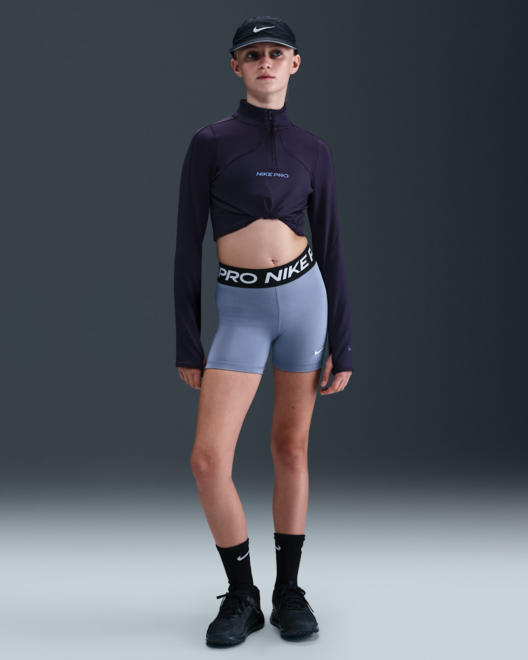 Nike Pro Girls' Shorts - World Indigo/White