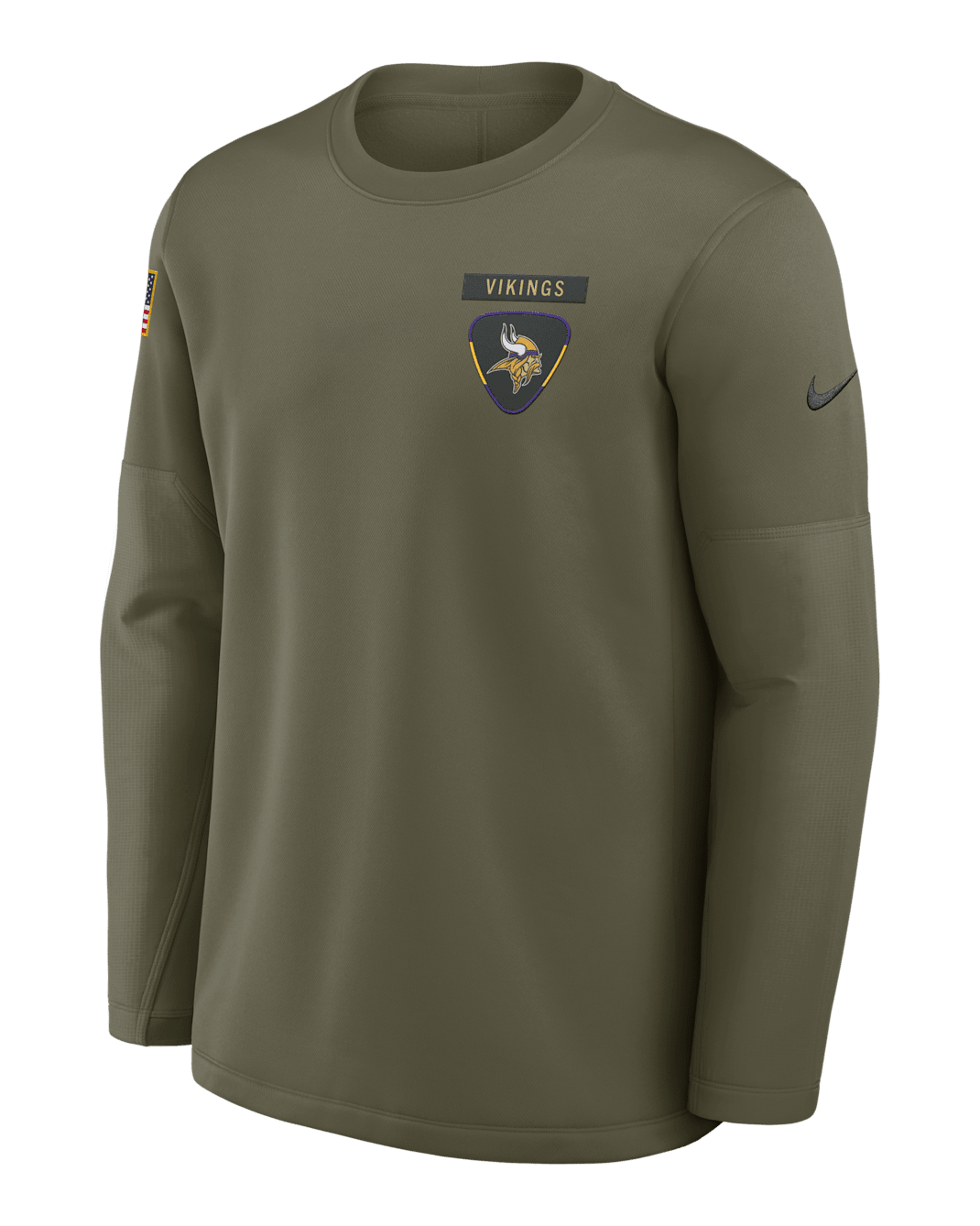 Minnesota Vikings Salute to Service Sideline Triumphant Win Coach Men's Nike NFL Pullover Crew - Medium Olive