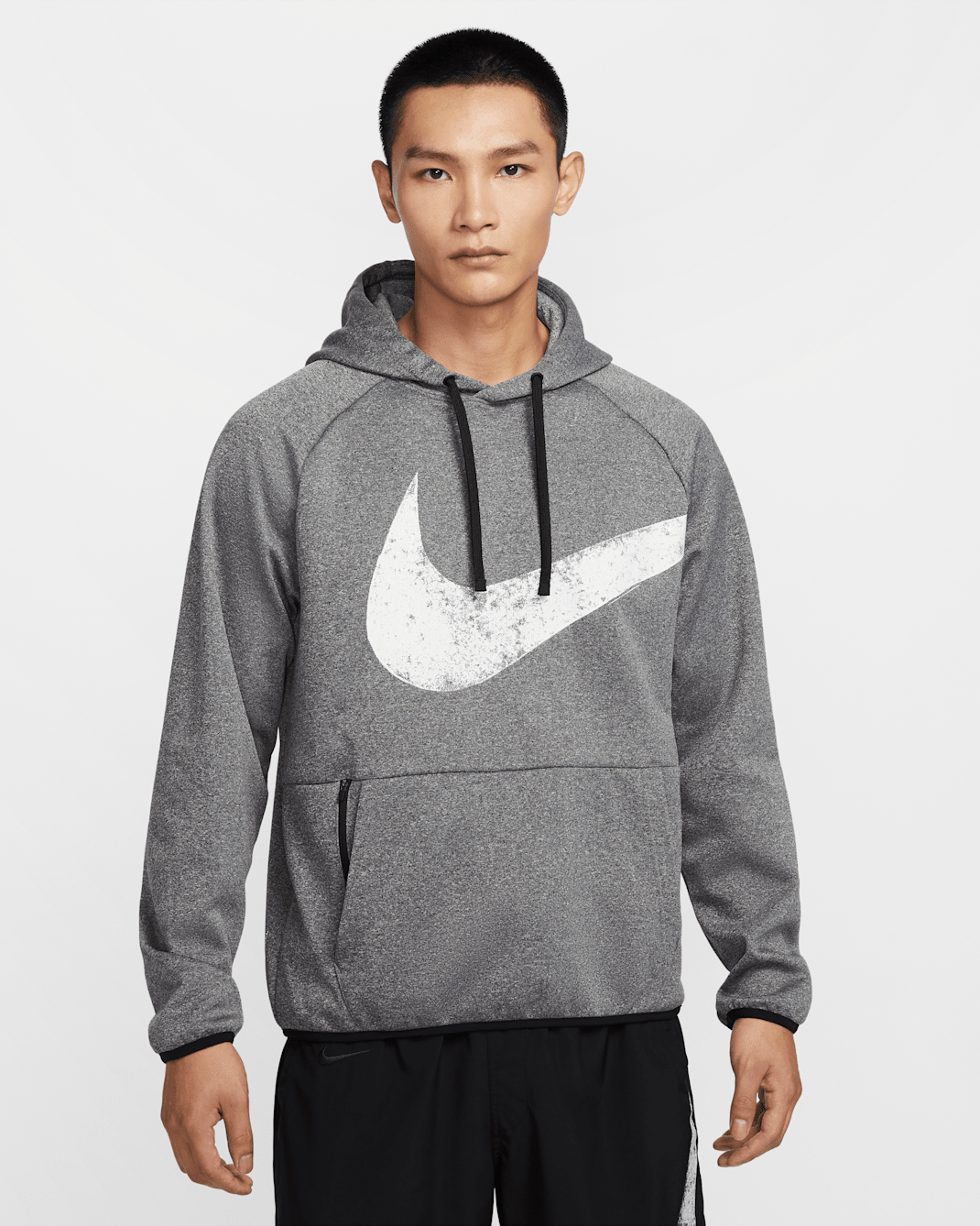 Nike Men's Therma-FIT Pullover Fitness Hoodie - Black/Heather/Black/White