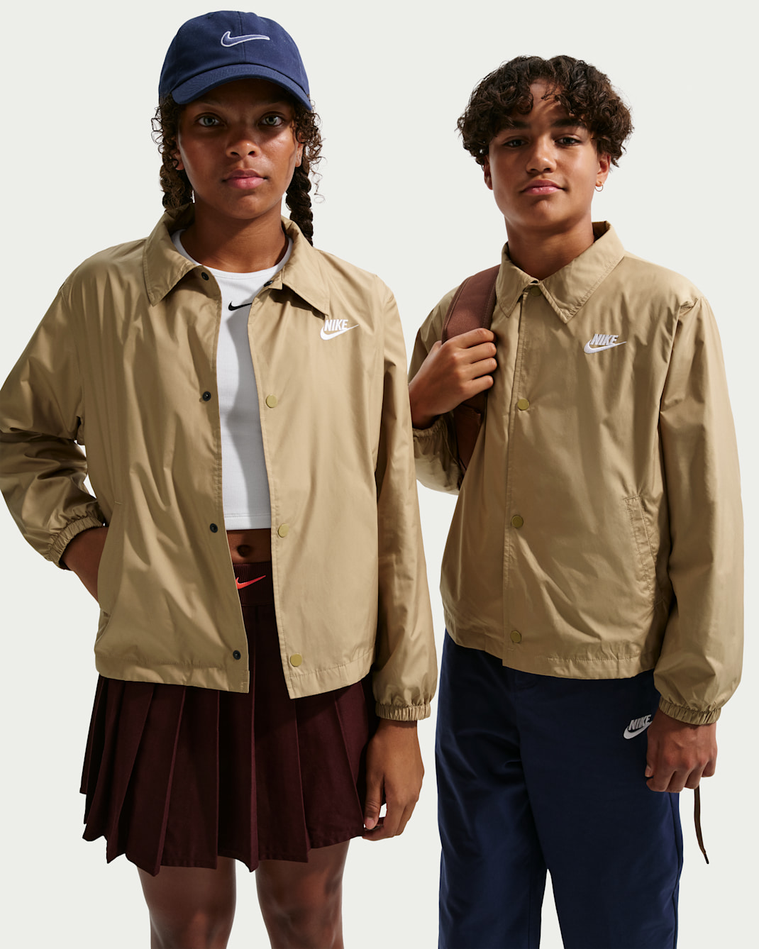 Nike Sportswear Club Big Kids' Repel Coaches' Jacket - Parachute Beige/White