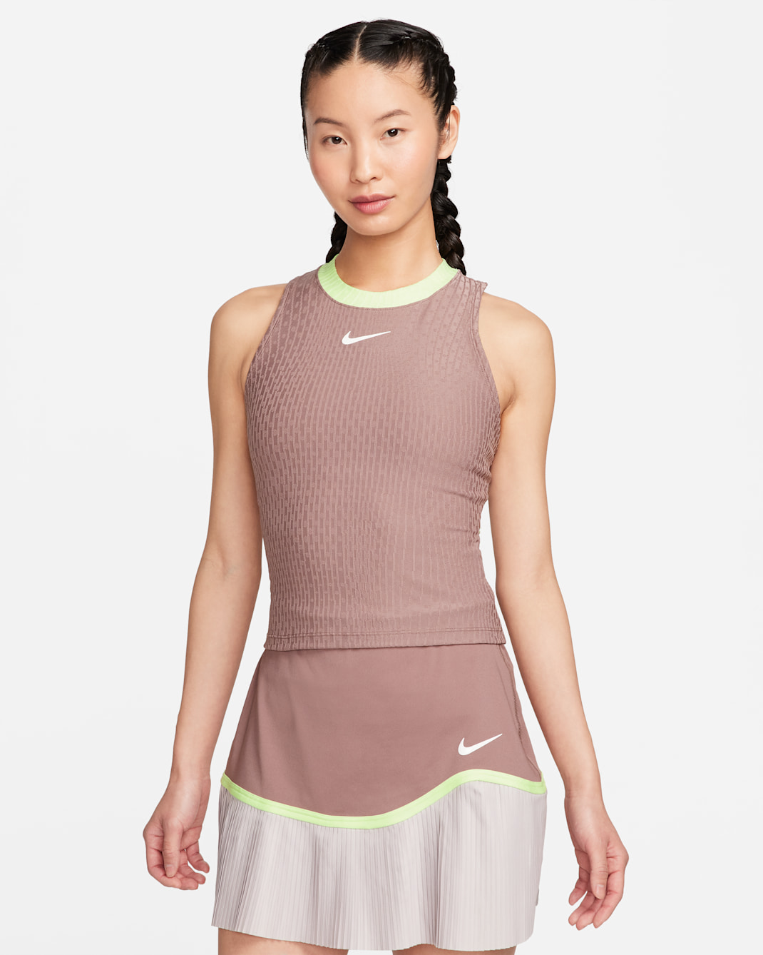 NikeCourt Slam Women's Tank Top - Smokey Mauve/Smokey Mauve/Barely Volt/White