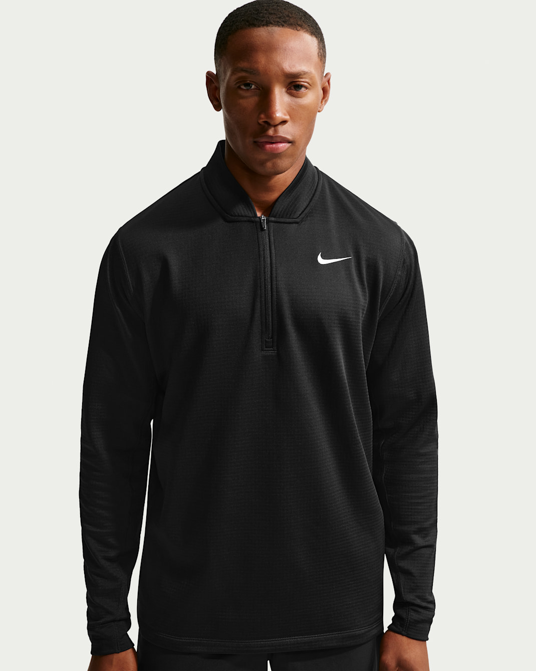 Nike Velocity Therma-FIT-Golfoberteil mit Halbreißverschluss für Herren - Schwarz/Weiß