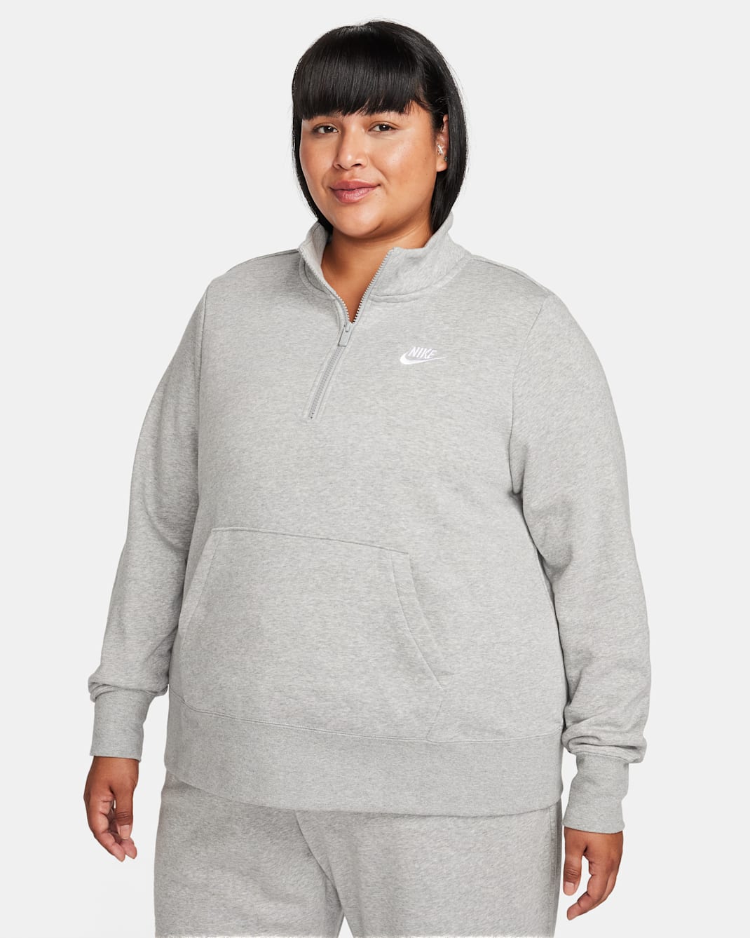 Nike Sportswear Club Fleece Women's 1/2-Zip Sweatshirt (Plus Size) - Dark Grey Heather/White