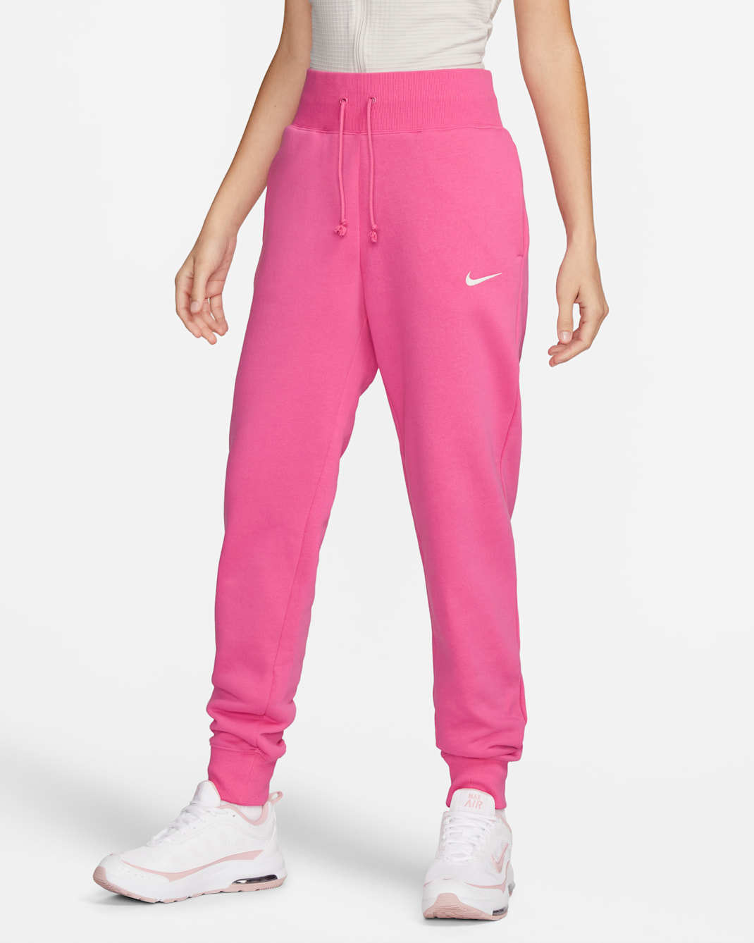 Joggers de tiro alto para mujer Nike Sportswear Phoenix Fleece - Rosa paleta/Vela