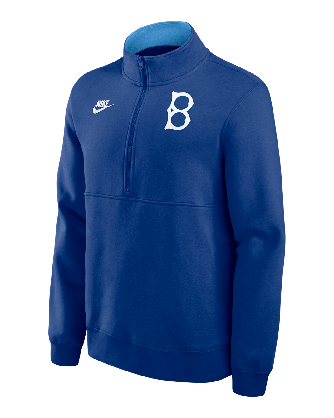 Sudadera de cuello redondo Nike de la MLB de medio cierre para hombre Brooklyn Dodgers Cooperstown - Royal