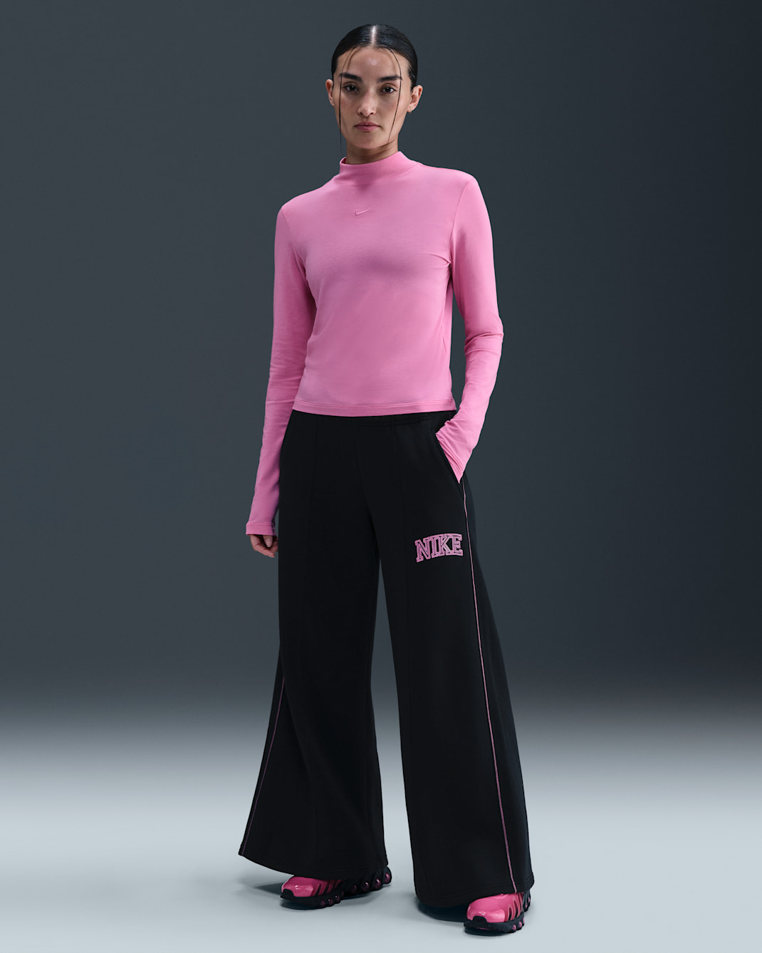 나이키 스포츠웨어 피닉스 플리스 여성 와이드 레그 스웻팬츠 - 블랙