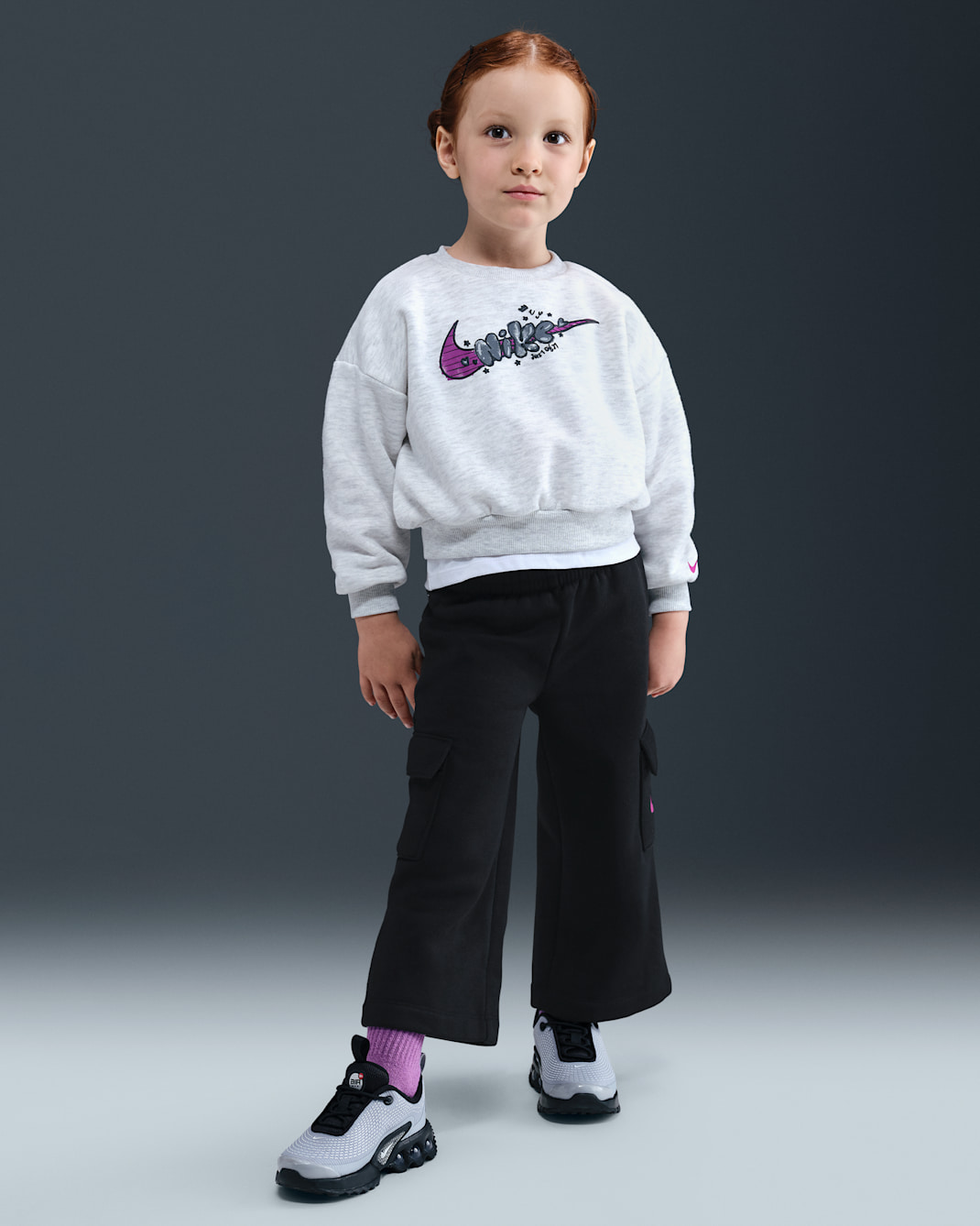 Nike Essentials Toddler Graphic Crew and Cargo Pants Set - Black
