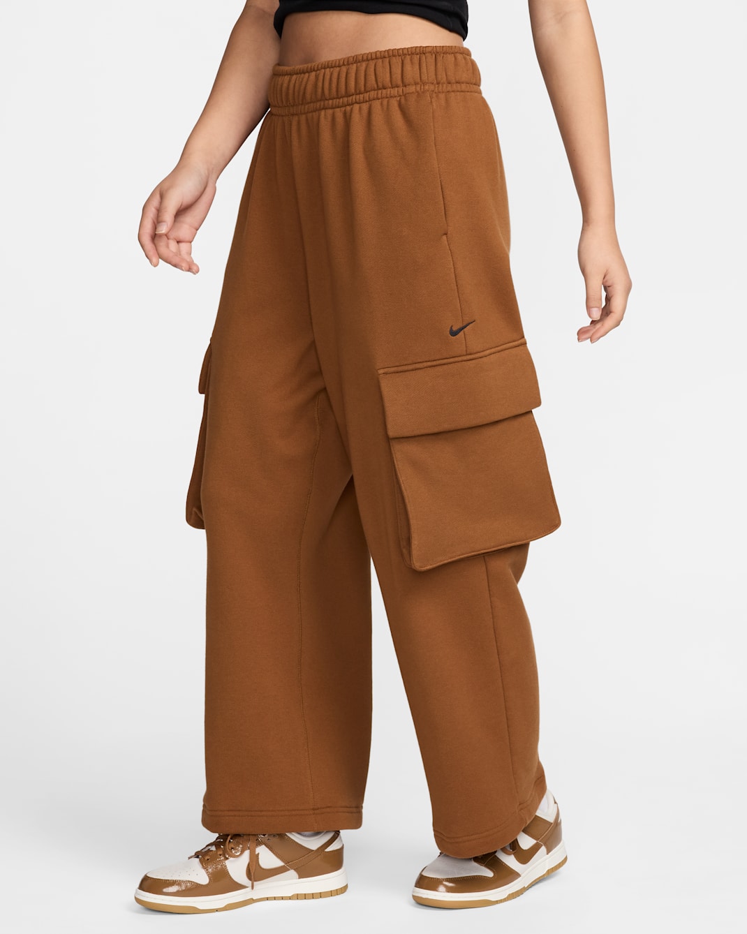 ナイキ スポーツウェア ウィメンズ ローライズ オーバーサイズド フレンチ オープンヘム テリー パンツ - ライトブリティッシュタン/ブラック