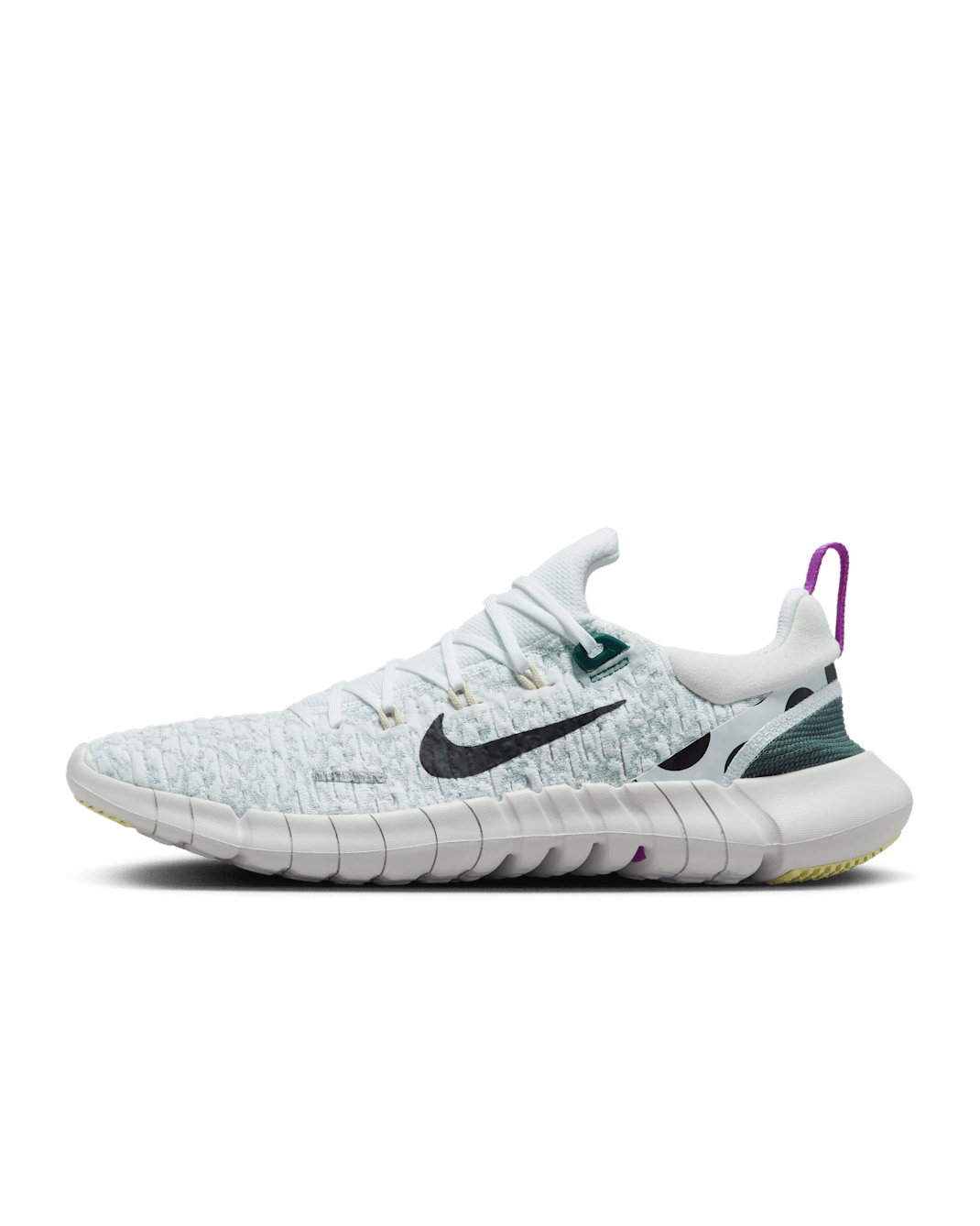 Nike Free Run 5.0 Men's Road Running Shoes - White/Light Silver/Faded Spruce/Black