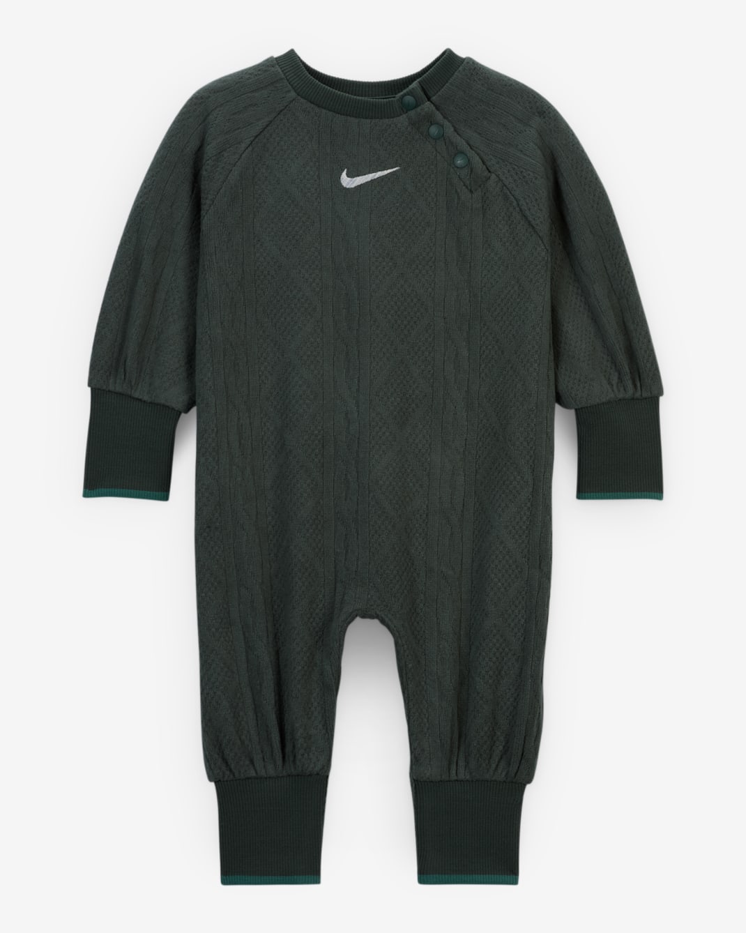 Nike ReadySet Baby (0-9M) Cable Knit Coverall - Vintage Green