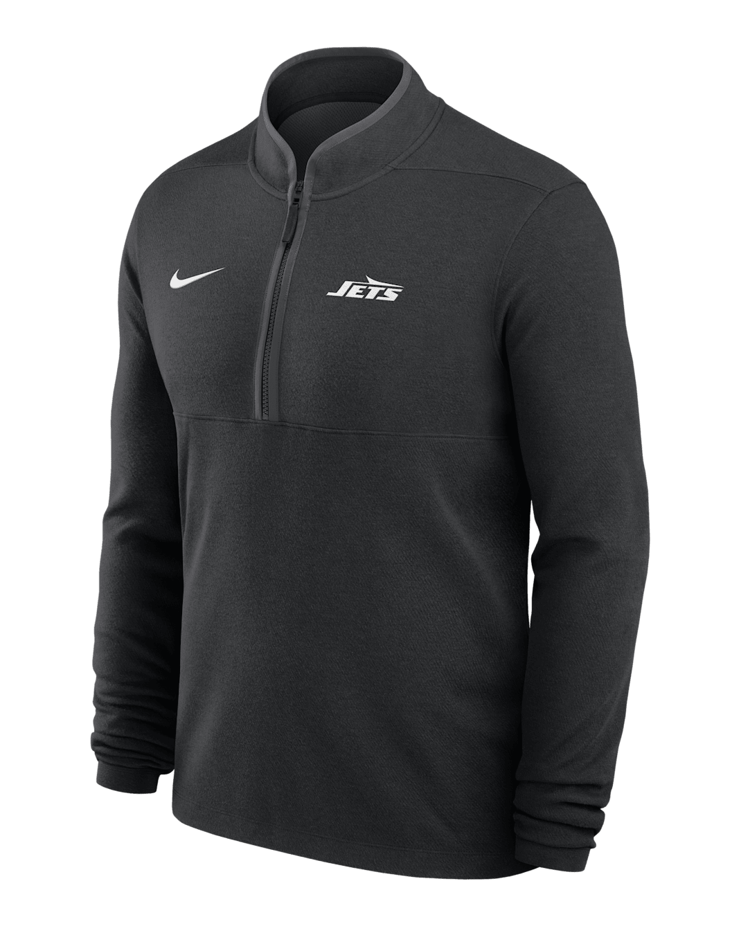 New York Jets Logo Victory Men's Nike Dri-FIT NFL 1/2-Zip Long-Sleeve Top - Black