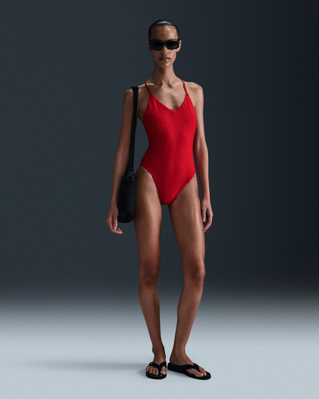 Nike Swim Swoosh Link Women's Terry Y-Back One-Piece - University Red