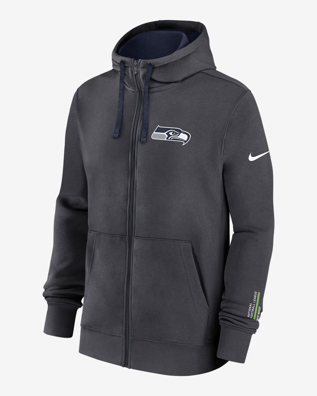 Seattle Seahawks Playbook Page Club Men's Nike NFL Full-Zip Hoodie - Anthracite