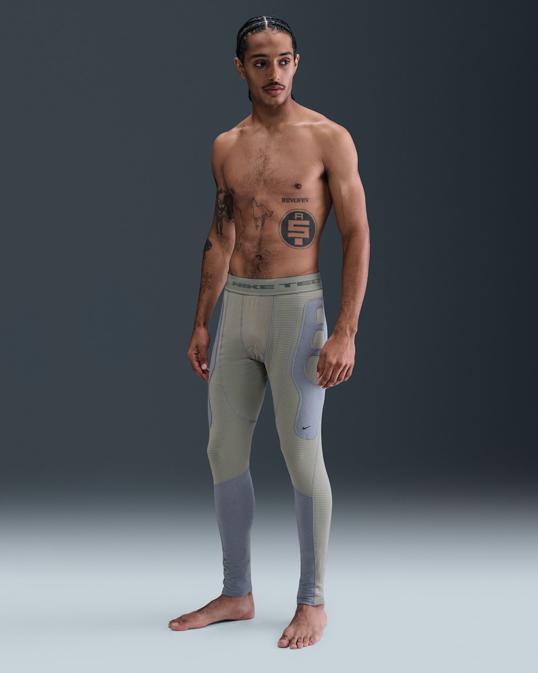 Nike Tech Men's Therma-FIT Base Layer Tights - Light Army/Cool Grey/Cool Grey/Black