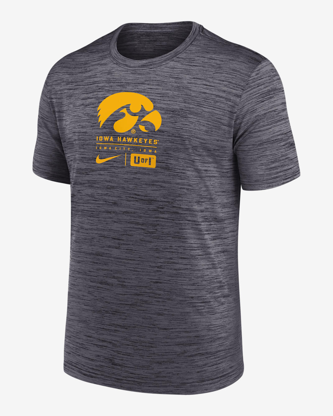 Iowa Hawkeyes Campus Center Block Velocity Men's Nike Dri-FIT College T-Shirt - Black