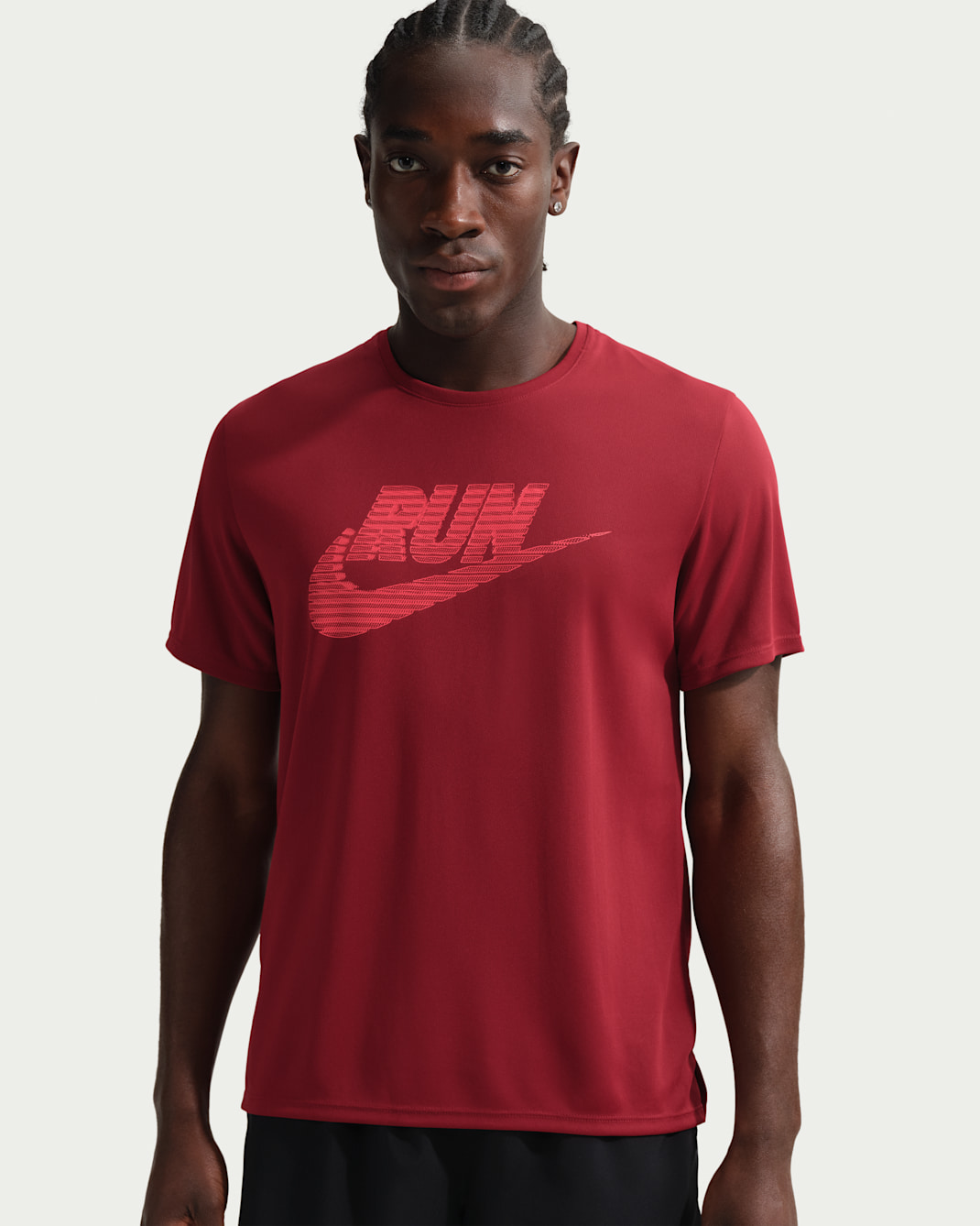 Nike Miler Men's Dri-FIT UV-Protection Short-Sleeve Running Top - Team Crimson/Light Crimson