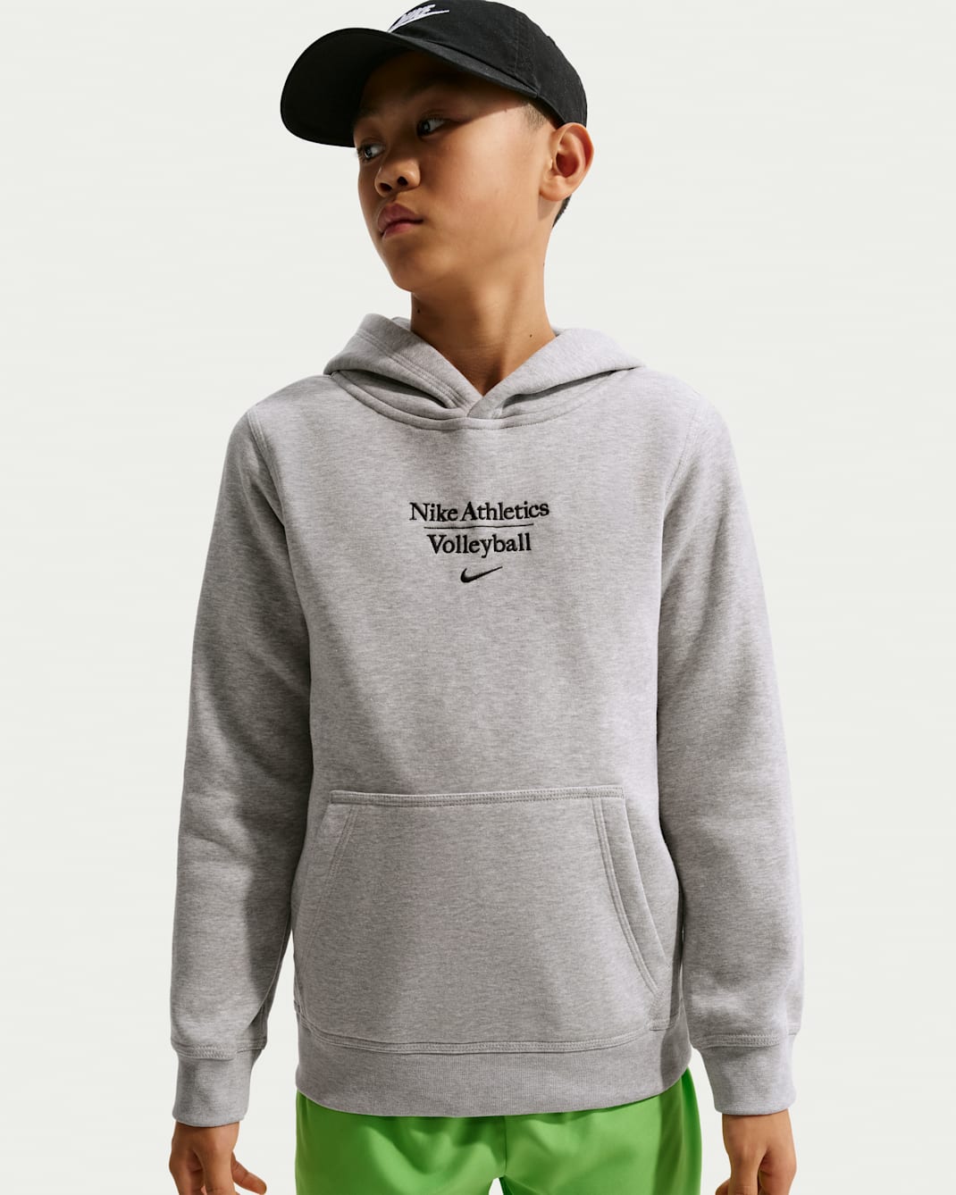 Sudadera con gorro sin cierre de vóleibol para niños talla grande Nike - Gris oscuro jaspeado