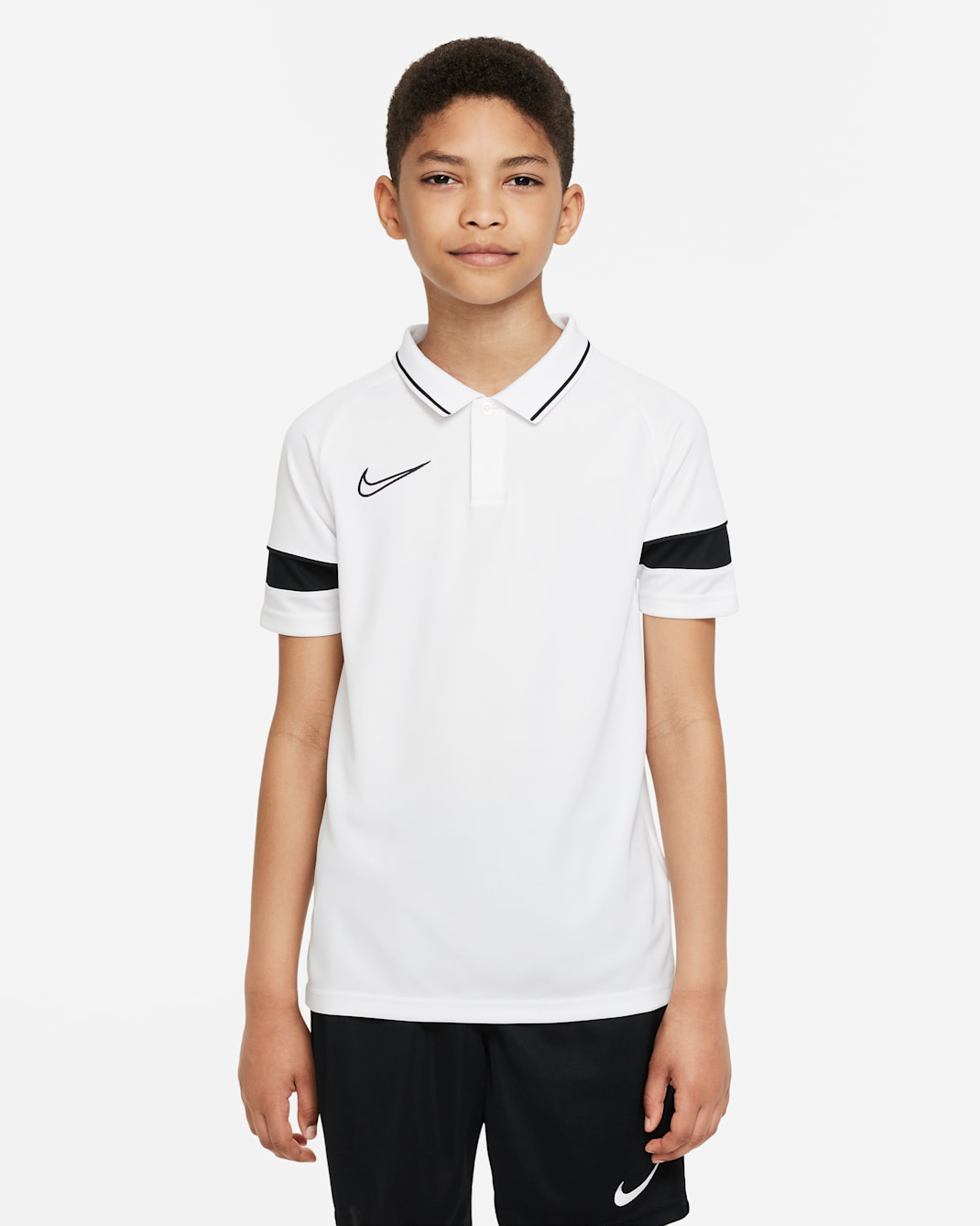 Nike Dri-FIT Academy Older Kids' Football Polo - White/Black/Black/Black