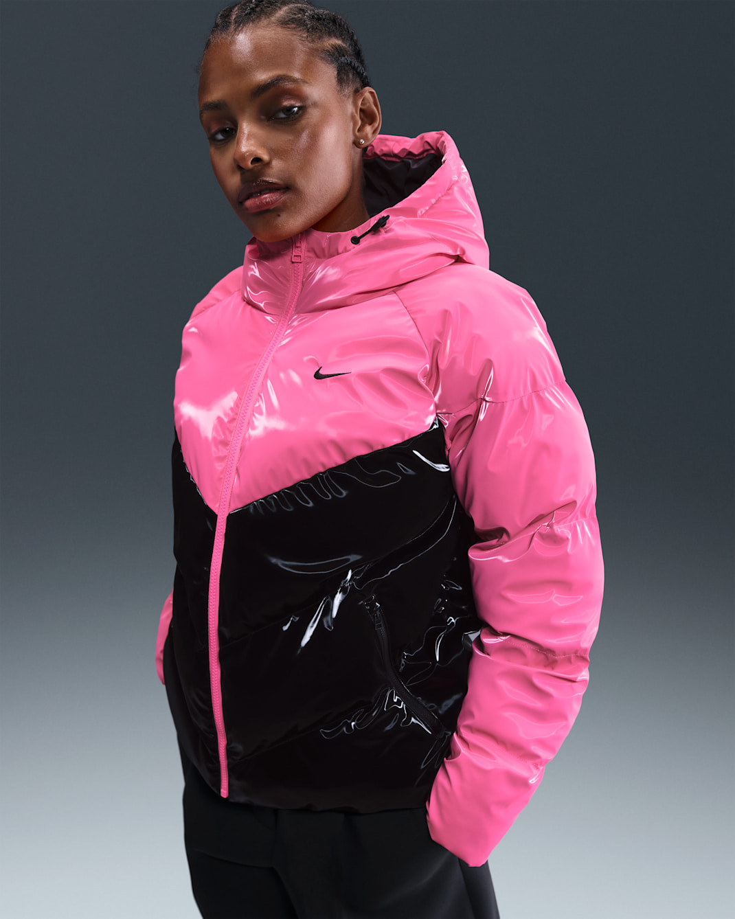 Nike Sportswear Women's Therma-FIT Shine Puffer - Pink Glow/Black/Black