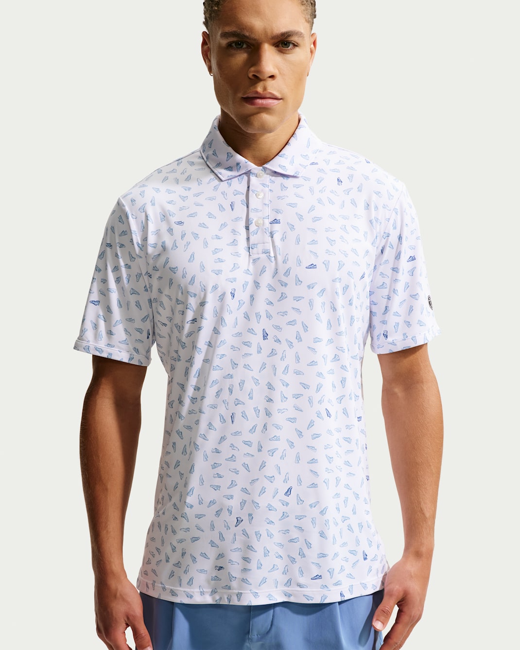 Nike Par Dri-FIT-golfpolo til mænd - hvid/Work Blue