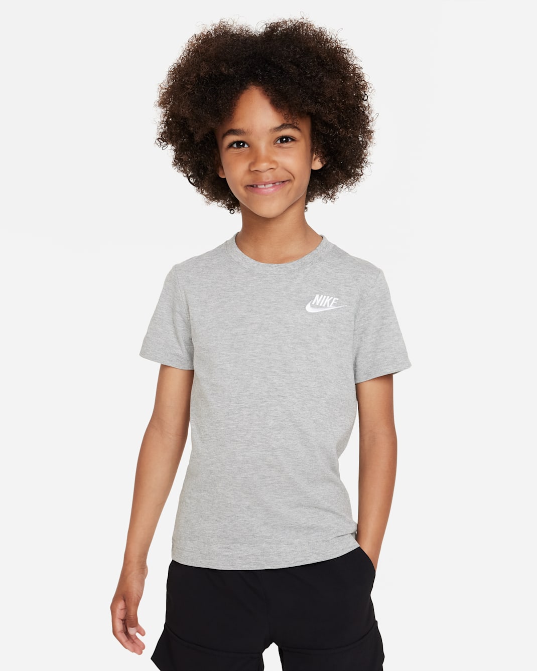 Playera para niños talla pequeña Nike Sportswear - Gris oscuro jaspeado