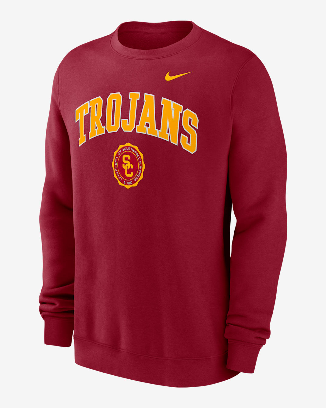 USC Trojans Arched Seal Men's Nike College Pullover Crew - Team Crimson