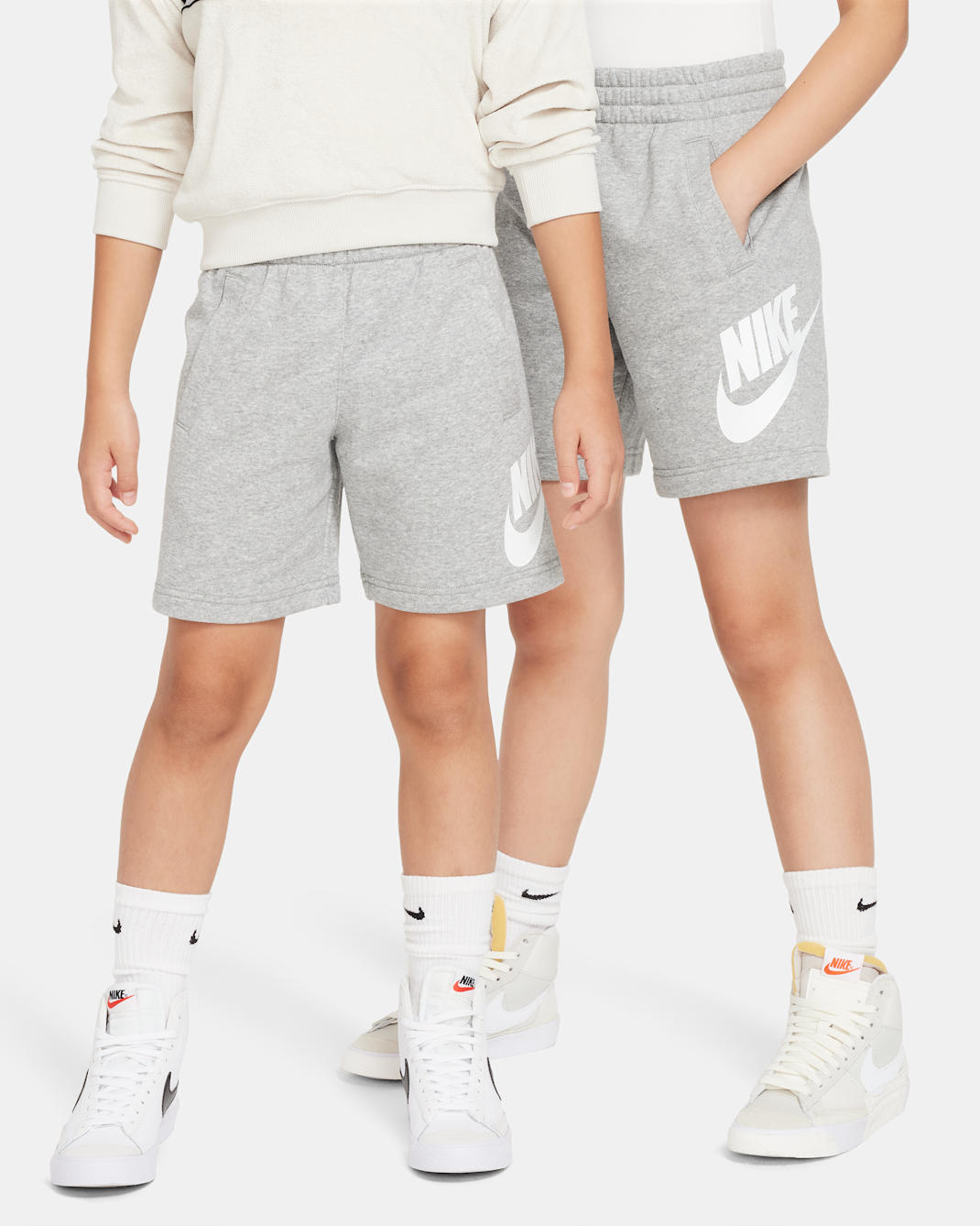 Nike Sportswear Club Fleece Older Kids' French Terry Shorts - Dark Grey Heather/Base Grey/White