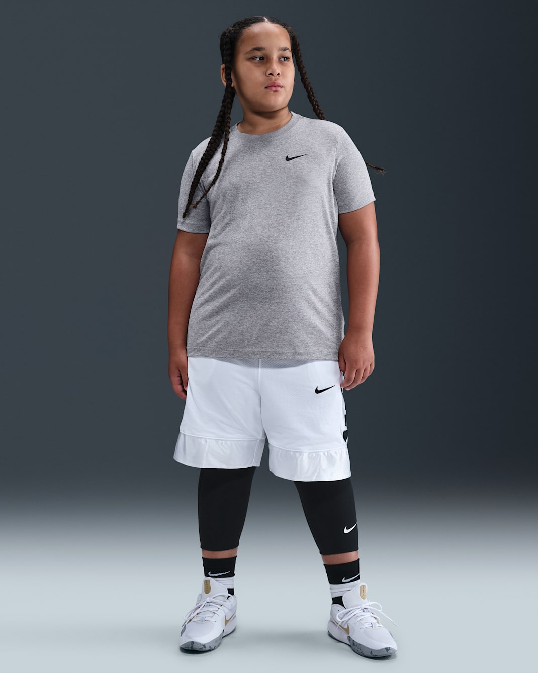 Mallas Dri-FIT de largo 3/4 para niño talla grande (talla amplia) Nike Pro - Negro/Negro/Blanco