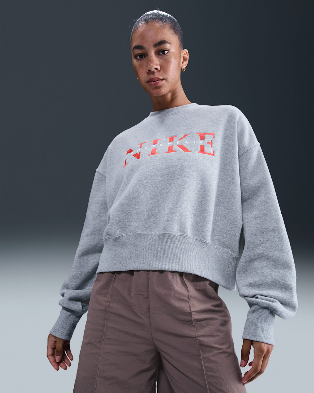 Nike Sportswear Phoenix Fleece Women's Oversized Crew-Neck Sweatshirt - Dark Grey Heather