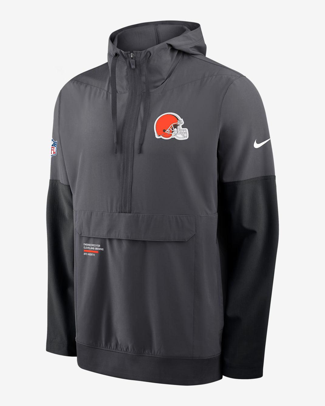 Chamarra Nike de la NFL de medio cierre con gorro para hombre Cleveland Browns Well Rounded Anorak - Antracita