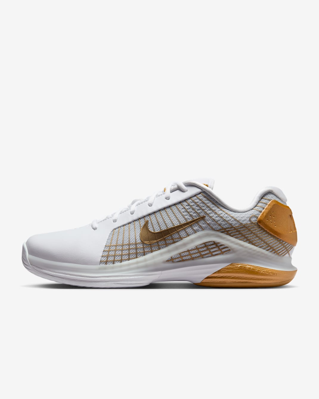 Nike Vapor 12 Hypersmash Men's Hard Court Tennis Shoes - White/Pure Platinum/Metallic Gold