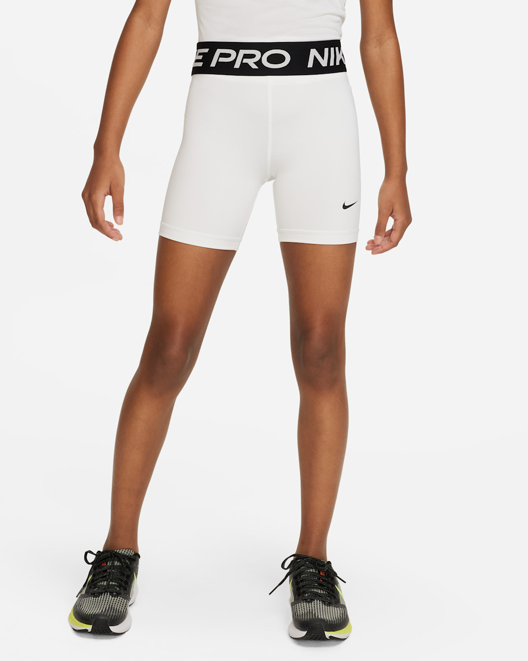 Nike Pro Big Kids' (Girls') Dri-FIT 5" Shorts - White/Black