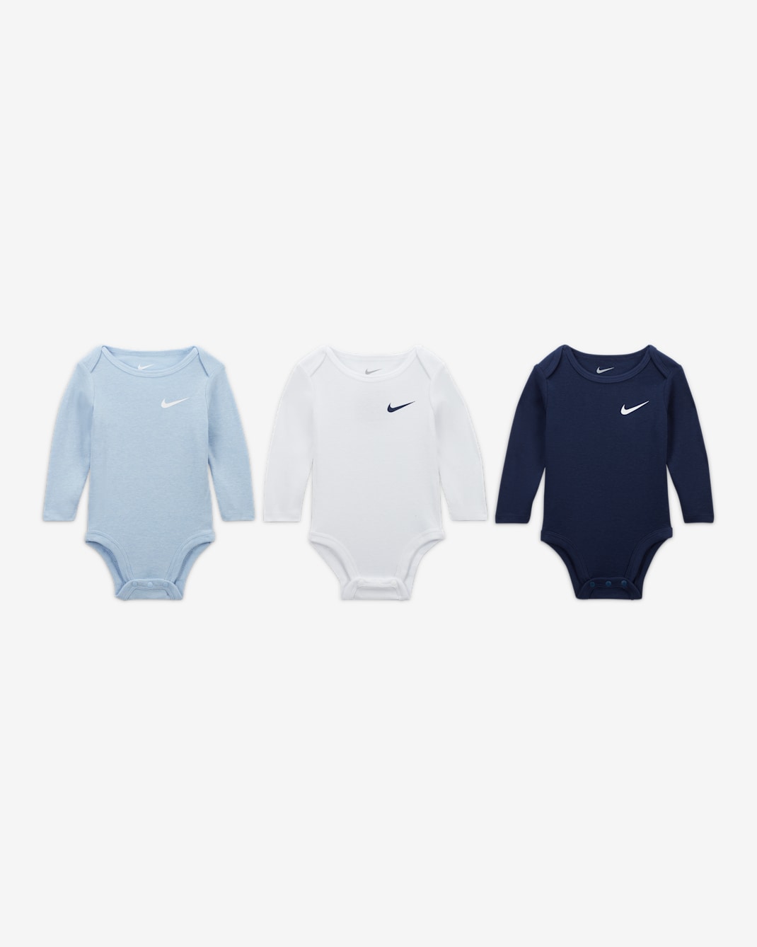 Bodys de manga larga paquete de 3 para bebé (0 a 9 meses) Nike Essentials - Azul marino medianoche